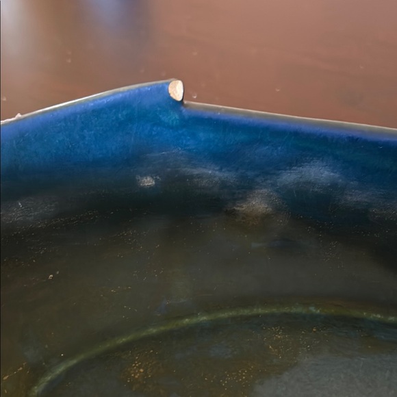 Roseville USA 475-12” Blue Zephyr Lily (yellow) Ceramic Art Bowl Vintage - Picture 11 of 14